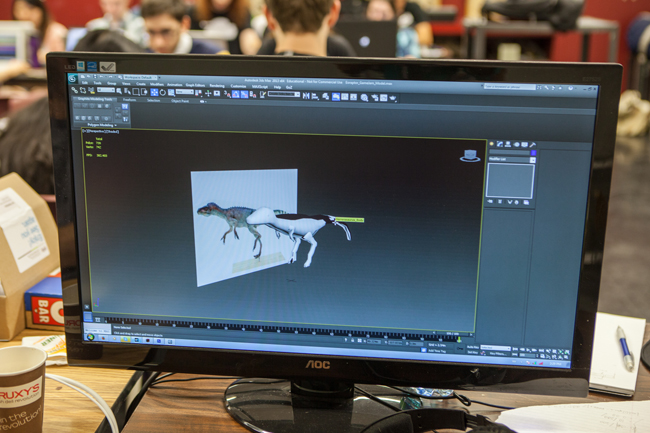 a screenshot of a dinosaur being 3D modelled for a game during the 2014 Game Jam