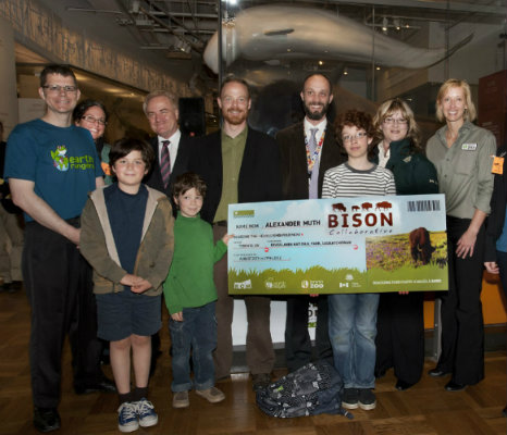 Alexander Muth, Family, and ROM Staff. Winner of the Find the Baby Bison Contest ceremony